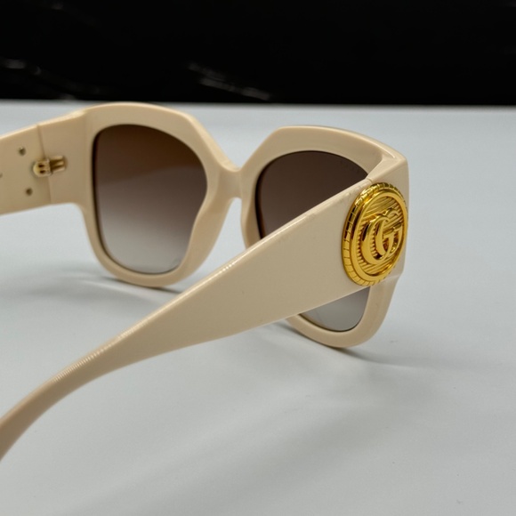 NEW GG1407S 004 GUCCI SQUARE IVORY BROWN WOMEN SUNGLASSES GUCCI - Picture 9 of 14
